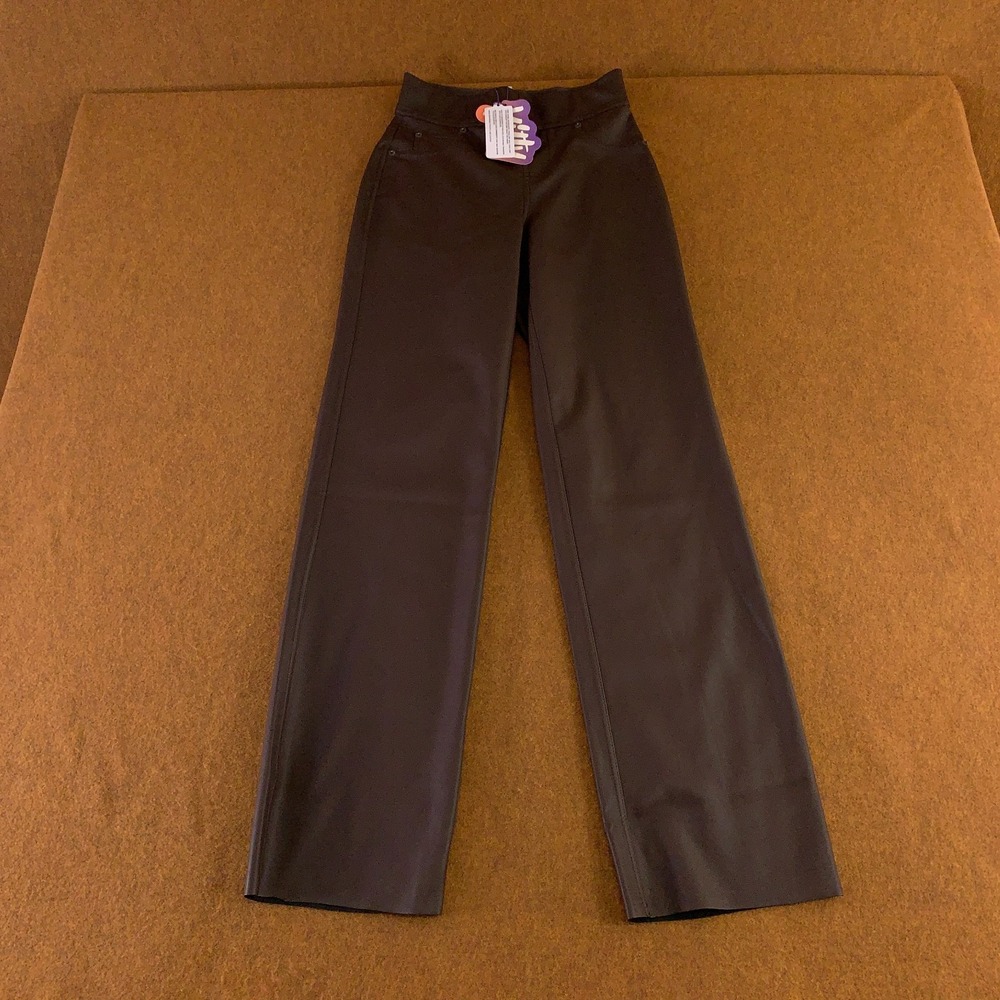 Yitty Womens Size XS Cacao Leatherette Pull On Straight Leg Pant NWT